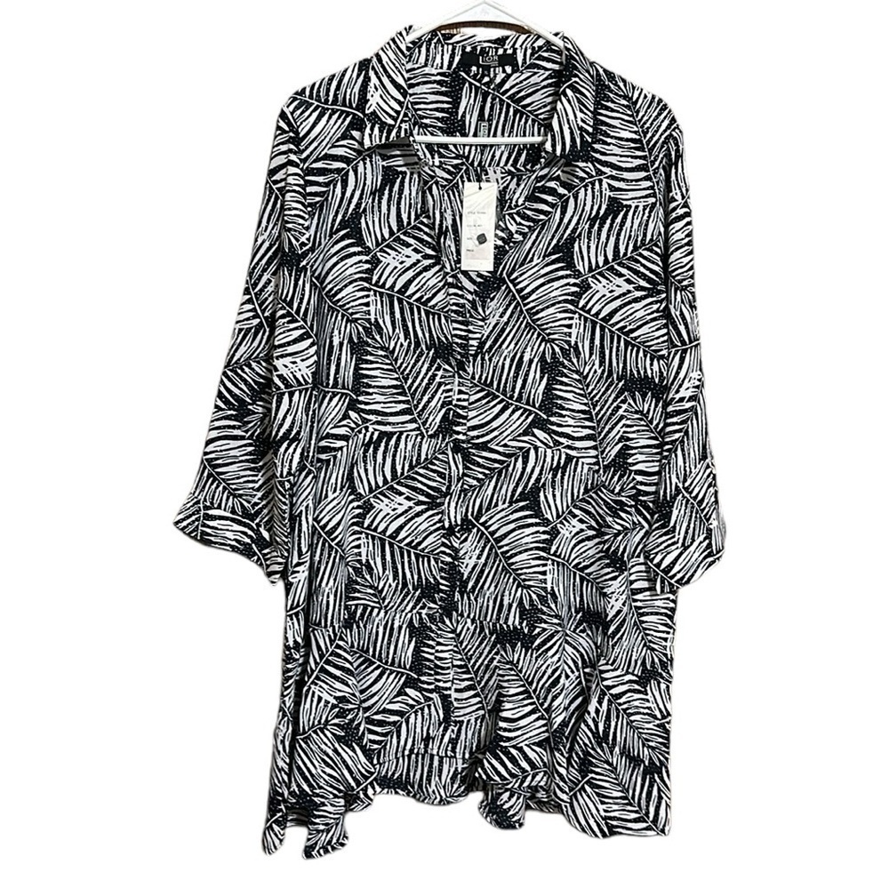 Lior Paris Womens Donna Tunic Top Navy White Sheer Tiered Button Front XL NWT